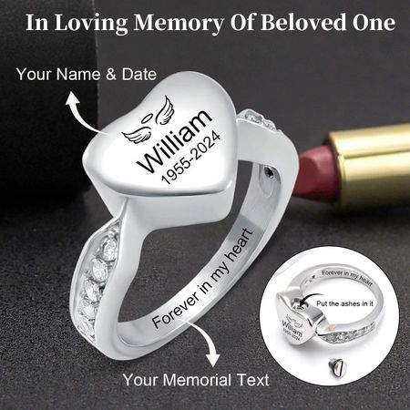 Personalized Memorial Ring with Name, Date & Message – In Loving Memory of a Beloved One